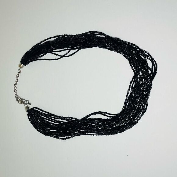 Black Beaded Multi-strand Necklace - Picture 4 of 6